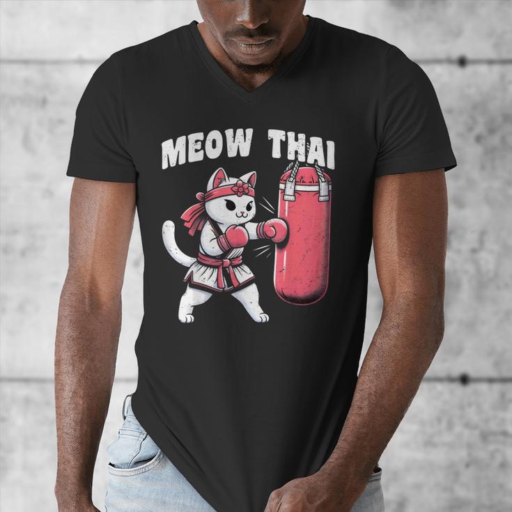 Muay Thai Cat Meow Thai Women Neko Costume Muay Thai Men's V-Neck T-Shirt