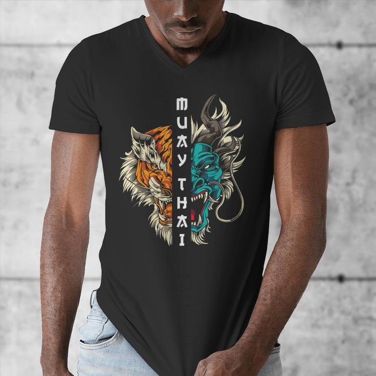 Muay Thai Dragon Tiger Men's V-Neck T-Shirt