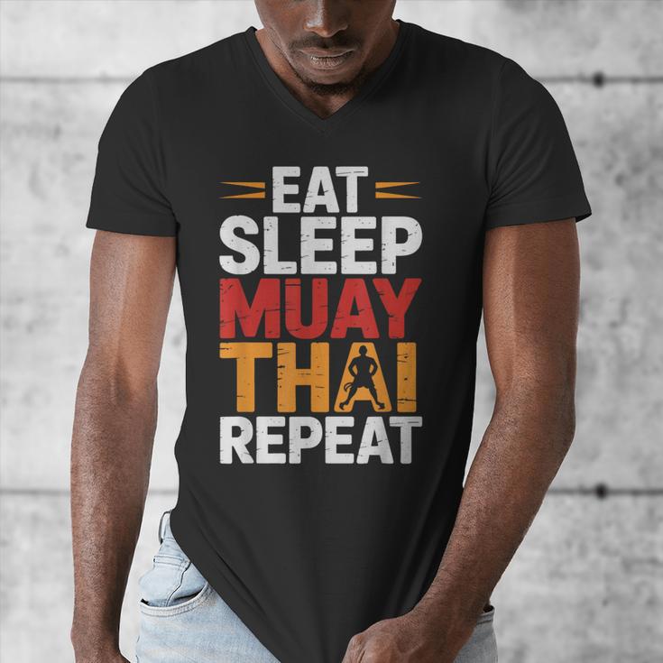 Muay Thai Fighter Eat Sleep Repeat Lifestyle Training Men's V-Neck T-Shirt