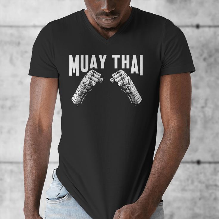 Muay Thai Fighter Fists MMA Club Martial Arts Fighting Coach Men's V-Neck T-Shirt