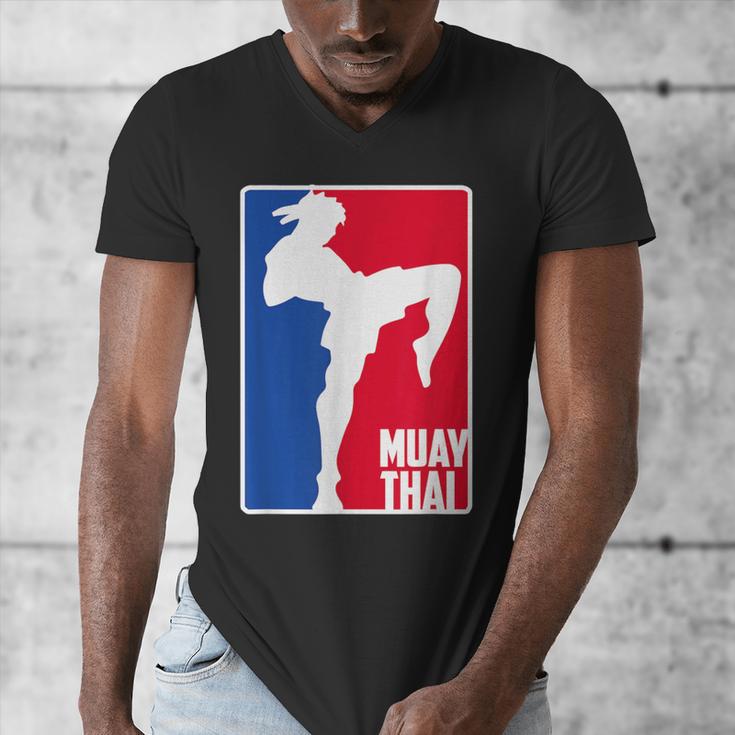Muay Thai Fighter Retro Kickboxing Training MMA Men's V-Neck T-Shirt