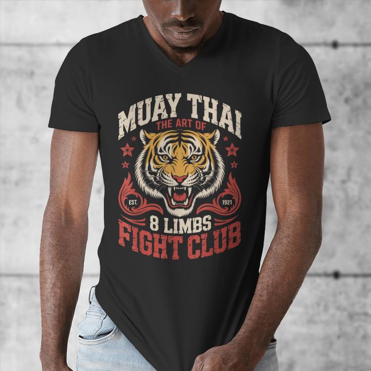 Muay Thai Fighter Tiger 8 Limbs Thai Boxing Men's V-Neck T-Shirt