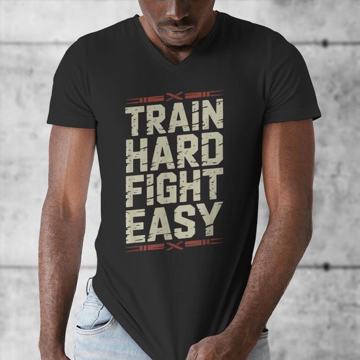 Muay Thai Fighter Train Hard Fight Easy Training Motivation Men's V-Neck T-Shirt