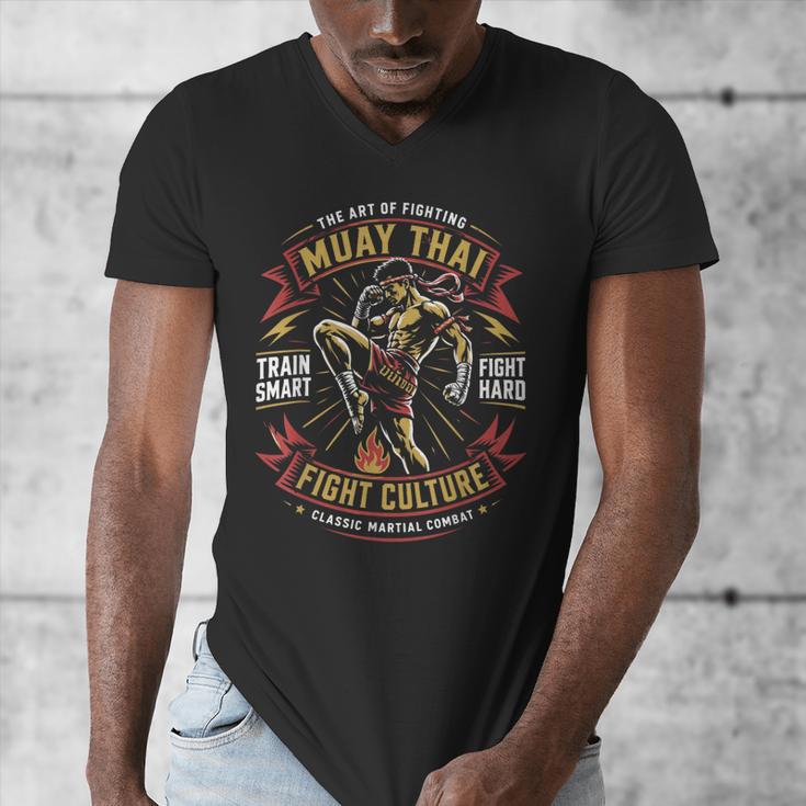 Muay Thai Fighter Training Thai Boxing Coach Men's V-Neck T-Shirt