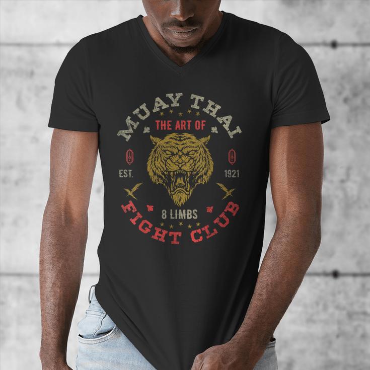 Muay Thai Fighter Vintage Tee Twin Tiger Art Of 8 Limbs Men's V-Neck T-Shirt Muay Thai Fighter Vintage Tee Twin Tiger Art Of 8 Limbs Men's V-Neck T-Shirt