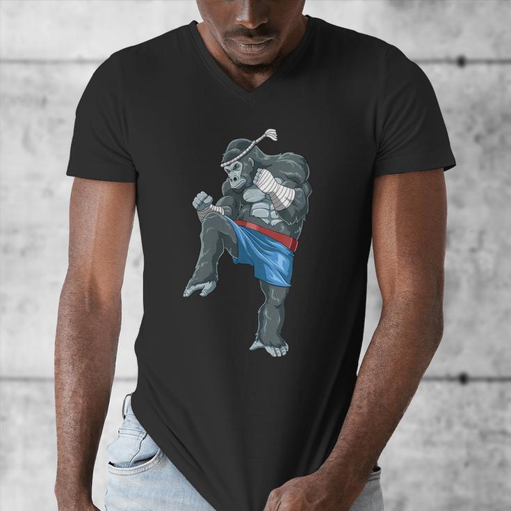 Muay Thai Gorilla Thai Boxing Men's V-Neck T-Shirt Muay Thai Gorilla Thai Boxing Men's V-Neck T-Shirt