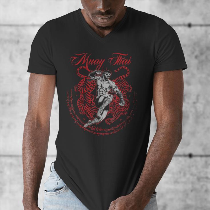 Muay Thai Kickboxing Martial Art Fighter Thai Boxing Men's V-Neck T-Shirt