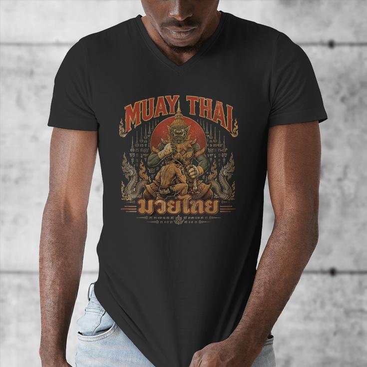 Muay Thai Life Vintage Thai Boxing Nak Muay Thai Giant Men's V-Neck T-Shirt