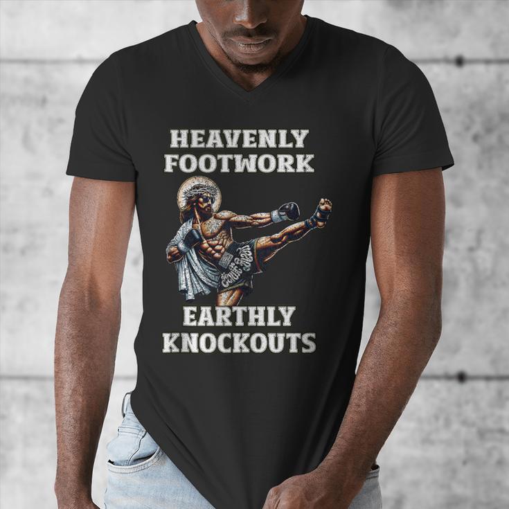 Muay Thai Lord Jesus Kickboxing Christian Men's V-Neck T-Shirt