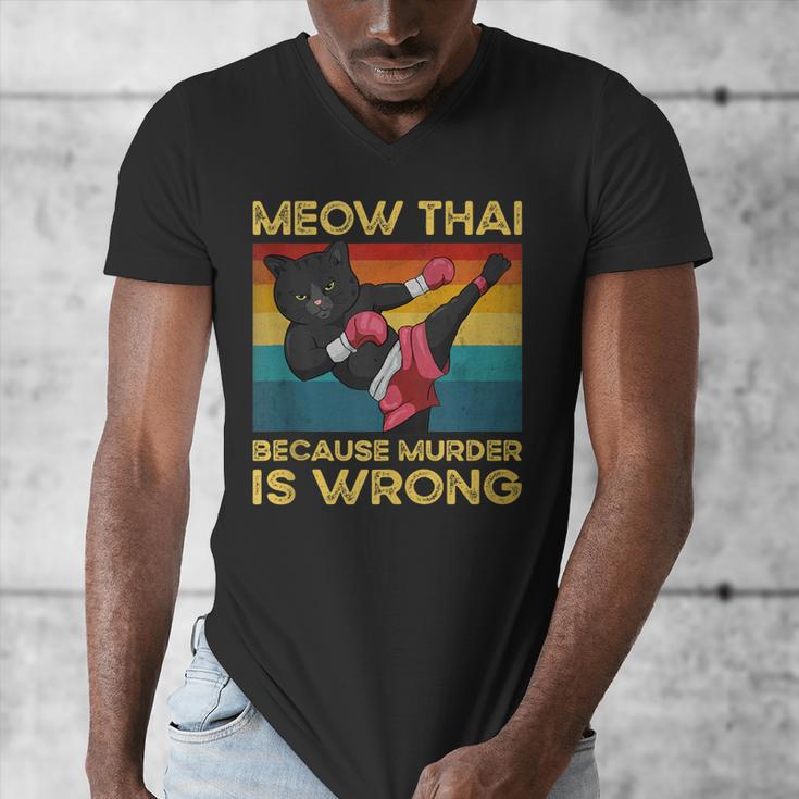 Muay Thai Because Murder Is Wrong Cat Meow Thai Men's V-Neck T-Shirt Muay Thai Because Murder Is Wrong Cat Meow Thai Men's V-Neck T-Shirt