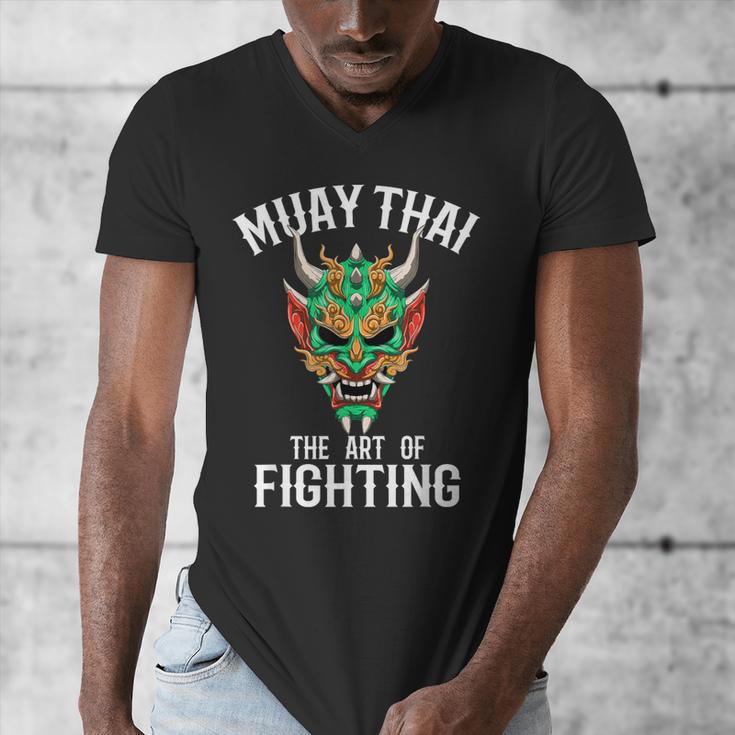 Muay Thai Oni Mask Thai Boxing And Kickboxing Men's V-Neck T-Shirt