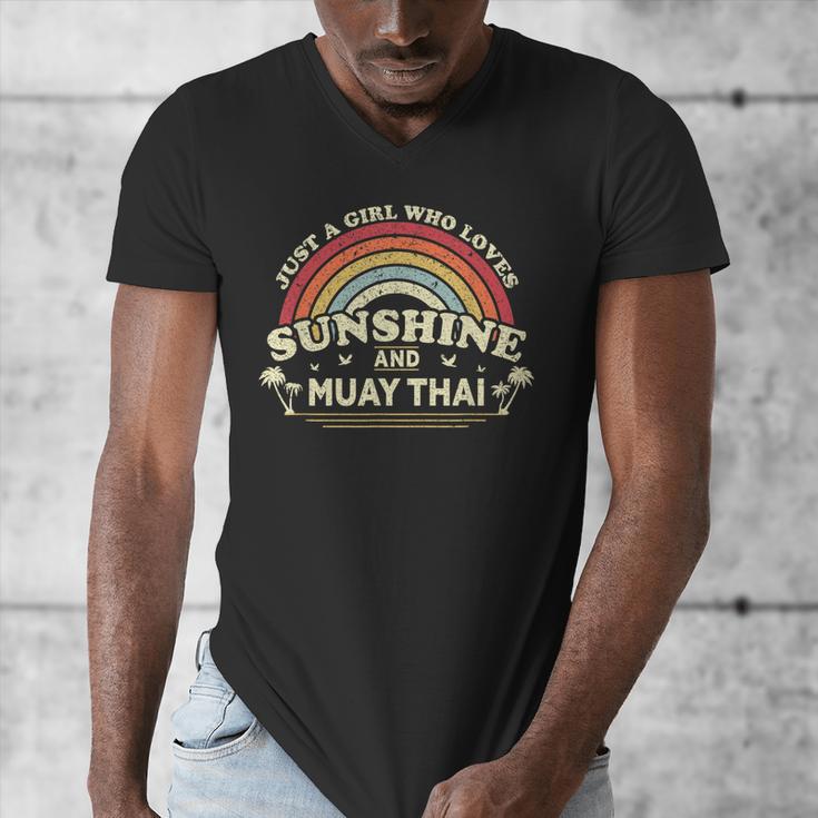 Muay Thai Shirt A Girl Who Loves Sunshine And Muay Thai Men's V-Neck T-Shirt Muay Thai Shirt A Girl Who Loves Sunshine And Muay Thai Men's V-Neck T-Shirt