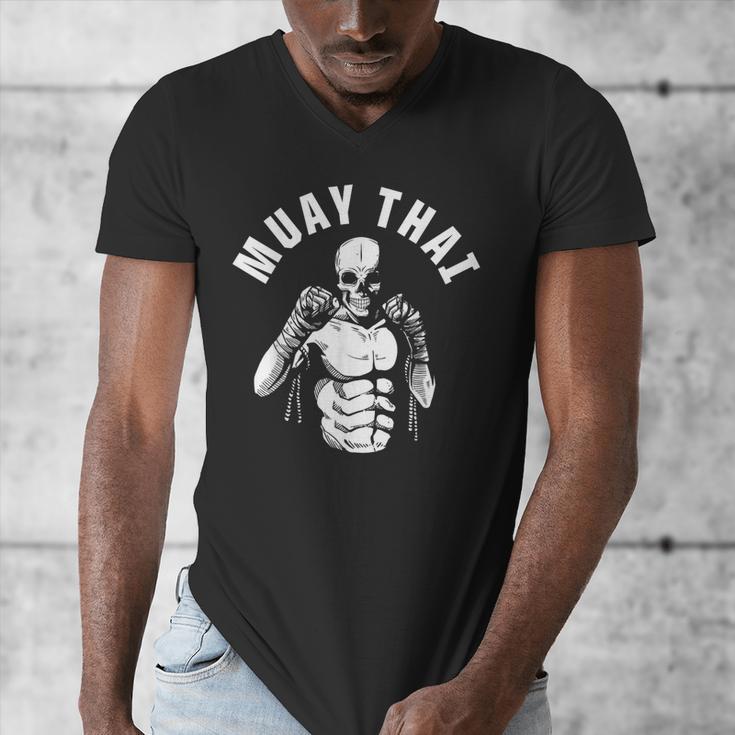 Muay Thai Skeleton Fighter MMA Club Coach Martial Arts Fight Men's V-Neck T-Shirt Muay Thai Skeleton Fighter MMA Club Coach Martial Arts Fight Men's V-Neck T-Shirt
