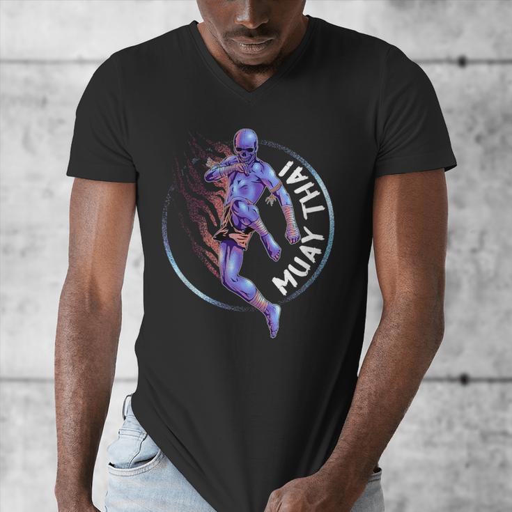 Muay Thai Skeleton Men's V-Neck T-Shirt Muay Thai Skeleton Men's V-Neck T-Shirt