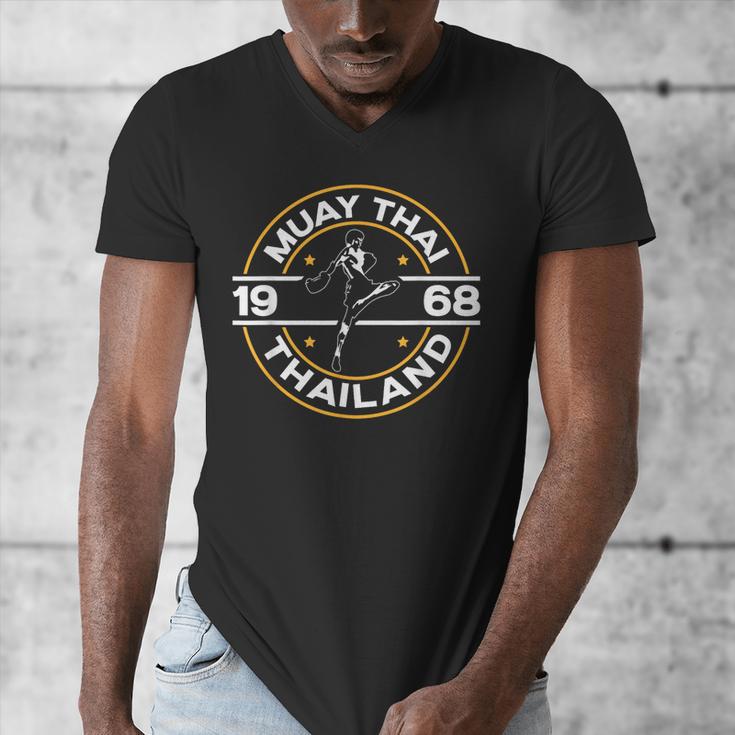 Muay Thai Thailand Fighter Fighting Combat 1969 Thai Boxing Men's V-Neck T-Shirt