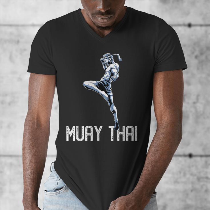 Muay Thai Tiger Nak Muay Kickboxing Men's V-Neck T-Shirt