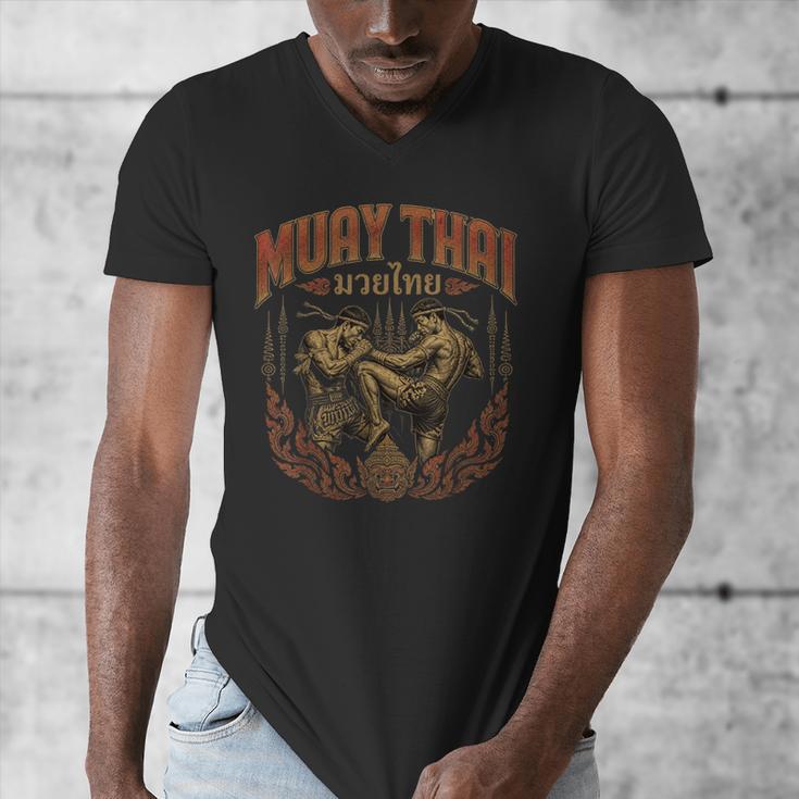 Muay Thai Vintage Thai Boxing Warrior Art Of 8 Limbs Men's V-Neck T-Shirt