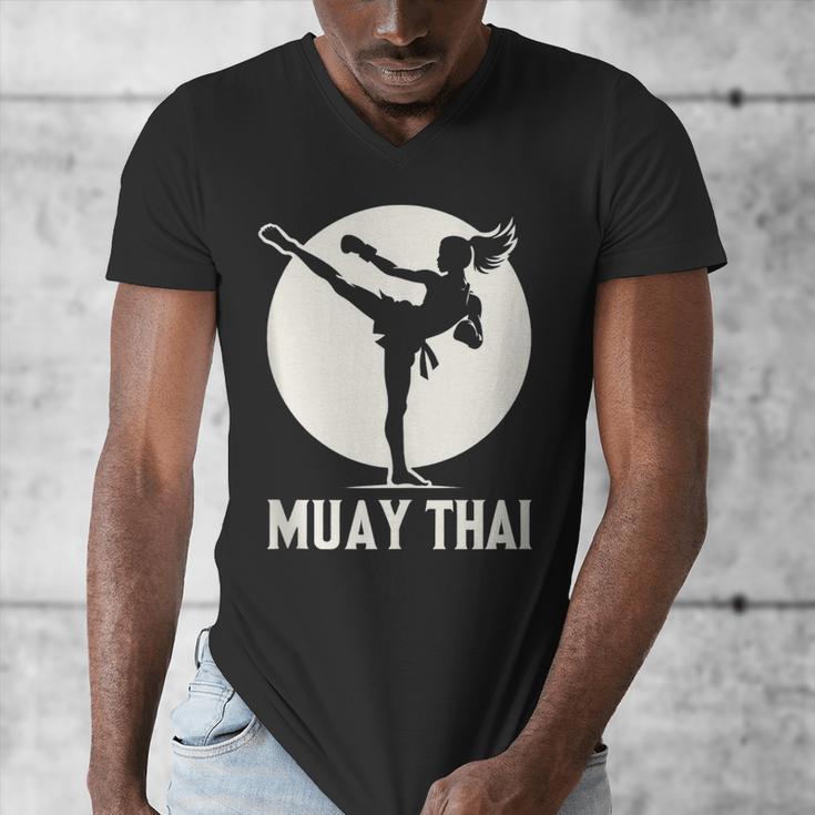 Muay Thai Woman Image Men's V-Neck T-Shirt Muay Thai Woman Image Men's V-Neck T-Shirt