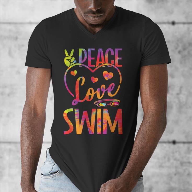 Peace Love Swim Swimming Tie Dye Swimmer Swimming Swim Team Men's V-Neck T-Shirt