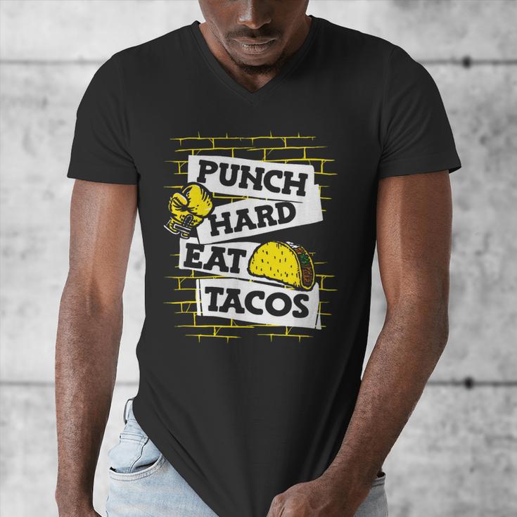 Punch Hard Eat Tacos Professional Boxer Muay Thai Boxing Men's V-Neck T-Shirt