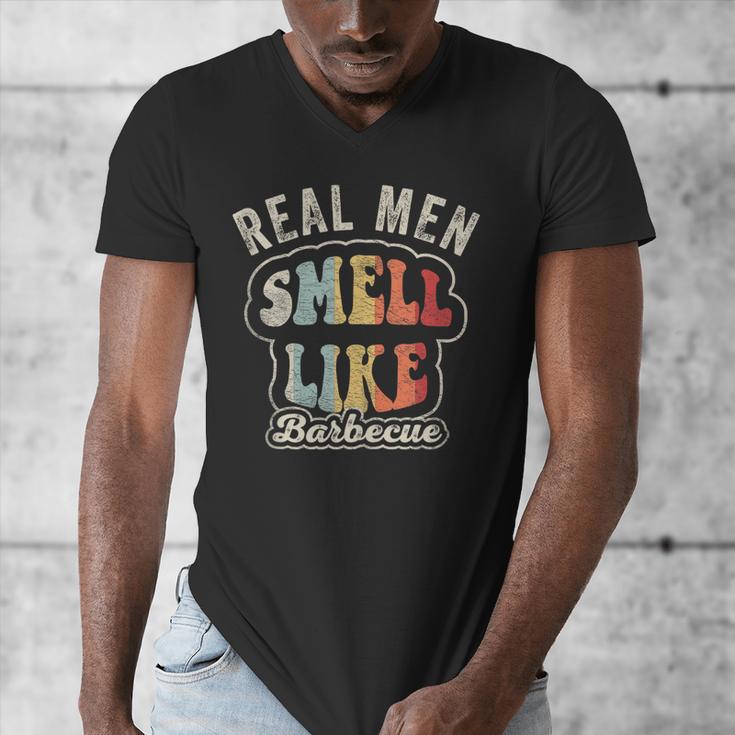 Real Men Smell Like Barbecue Grilling BBQ Dad Graphic Men's V-Neck T-Shirt