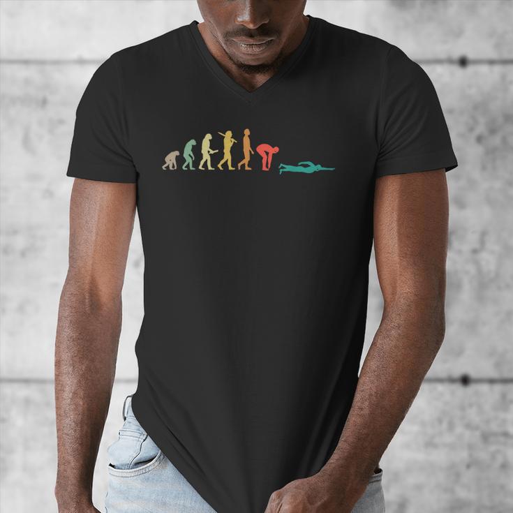 Retro Swimming Evolution For Swimmers Small Men's V-Neck T-Shirt