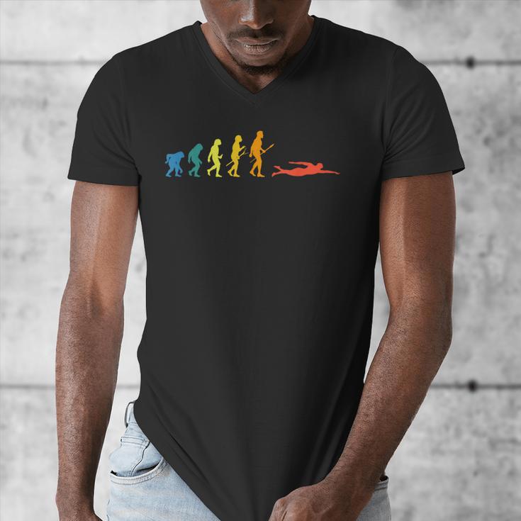 Retro Swimming Evolution For Swimmers Summer Water Lovers Men's V-Neck T-Shirt Retro Swimming Evolution For Swimmers Summer Water Lovers Men's V-Neck T-Shirt