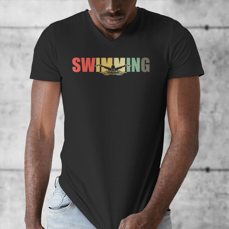 Retro Swimming Vintage Swimming Swimmer Men's V-Neck T-Shirt