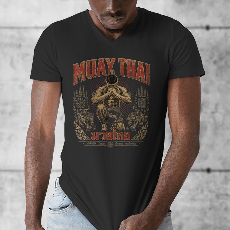 Retro Thailand Muay Thai Thai Boxing Fighter Art Men's V-Neck T-Shirt Retro Thailand Muay Thai Thai Boxing Fighter Art Men's V-Neck T-Shirt