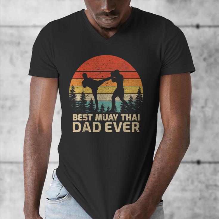 Retro Vintage Best Muay Thai Dad Ever Father's Day Men's V-Neck T-Shirt