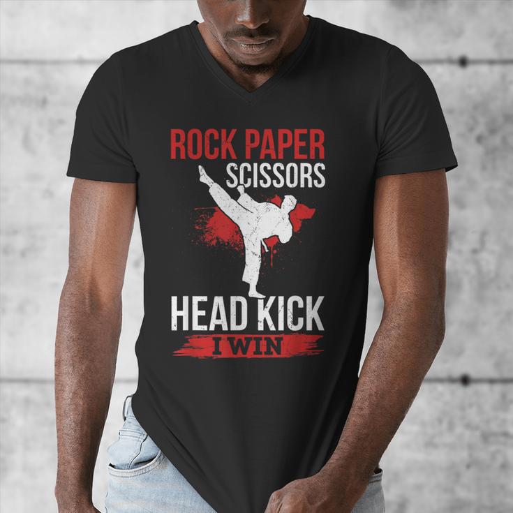 Rock Paper Scissors Head Kick I Win Muay Thai Men's V-Neck T-Shirt