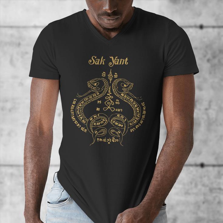 Sak Yant Sak Yant Tattoo Sak Yant Muay Thai Sak Yant T-Shirt Men's V-Neck T-Shirt