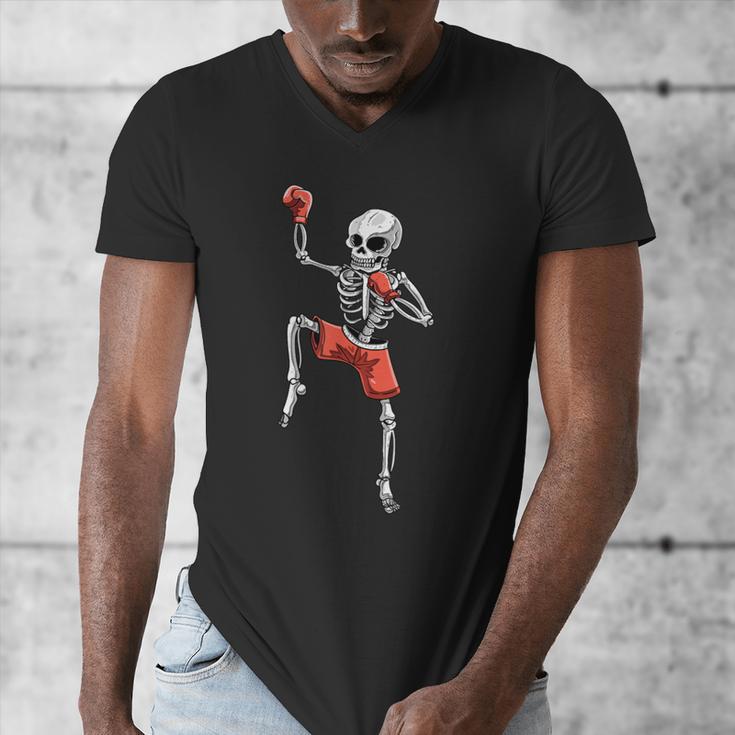 Skeleton Muay Thai Halloween Kickboxing MMA Fighter Costume Men's V-Neck T-Shirt Skeleton Muay Thai Halloween Kickboxing MMA Fighter Costume Men's V-Neck T-Shirt