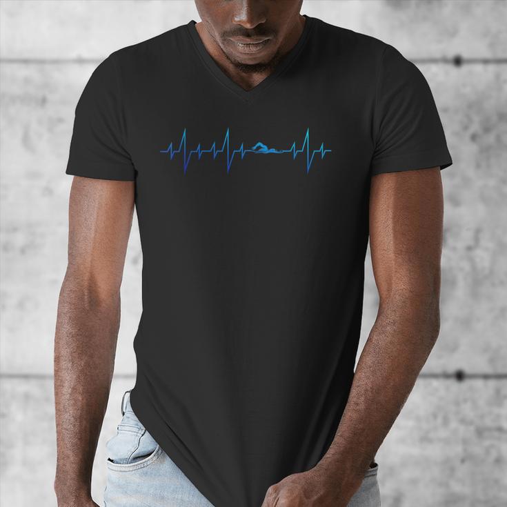 Sports Swimming Club Hobby Swimmer Heartbeat Swimming Men's V-Neck T-Shirt Sports Swimming Club Hobby Swimmer Heartbeat Swimming Men's V-Neck T-Shirt