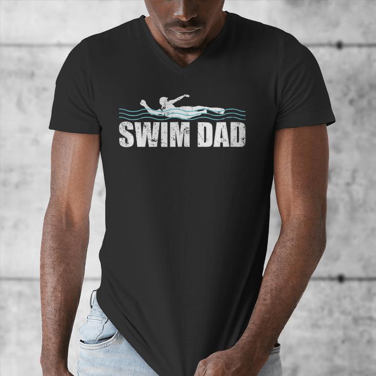 Swim Dad Support Swimming Father Sport Men's V-Neck T-Shirt Swim Dad Support Swimming Father Sport Men's V-Neck T-Shirt