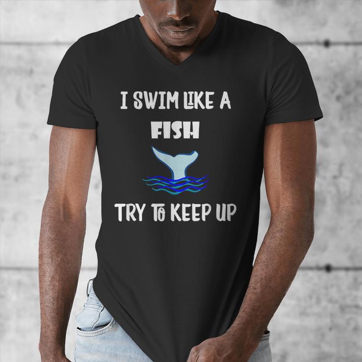 Swim Like a Fish Swimming Sport ExerciseShirt Dk Men's V-Neck T-Shirt Swim Like a Fish Swimming Sport ExerciseShirt Dk Men's V-Neck T-Shirt