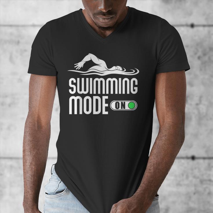 Swim Slogan Funny Swimming Mode On Swim Men's V-Neck T-Shirt Swim Slogan Funny Swimming Mode On Swim Men's V-Neck T-Shirt