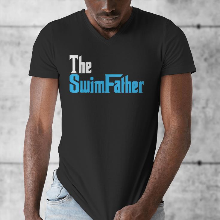 The SwimFather Saying Tee For Swimming Fatehrs Men's V-Neck T-Shirt The SwimFather Saying Tee For Swimming Fatehrs Men's V-Neck T-Shirt