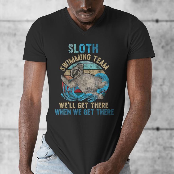 Swimmer Swim Sloth Swimming Team Retro Men's V-Neck T-Shirt Swimmer Swim Sloth Swimming Team Retro Men's V-Neck T-Shirt