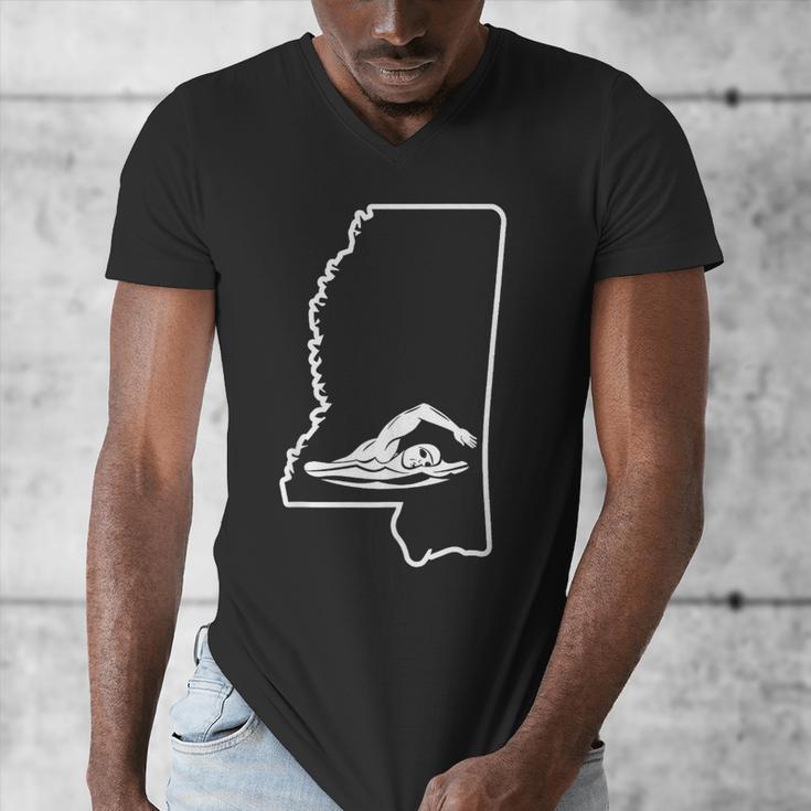 Swimming Apparel Mississippi Swimmer Training Men's V-Neck T-Shirt Swimming Apparel Mississippi Swimmer Training Men's V-Neck T-Shirt