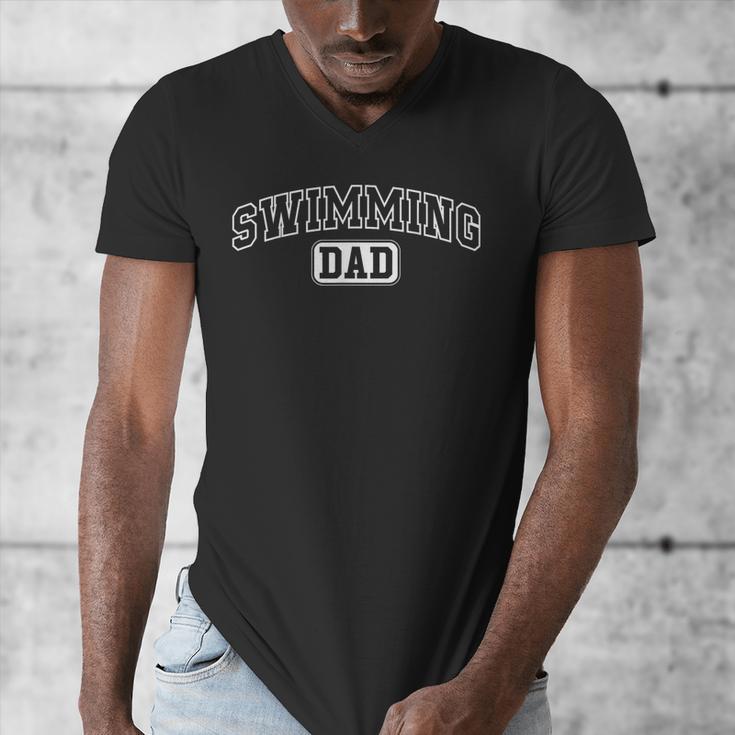 Swimming Dad Athletic Lettering Fathers Day Coach Men's V-Neck T-Shirt