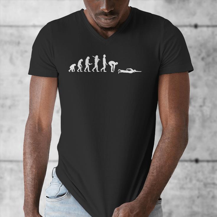 Swimming Evolution For Swimmers Men's V-Neck T-Shirt Swimming Evolution For Swimmers Men's V-Neck T-Shirt