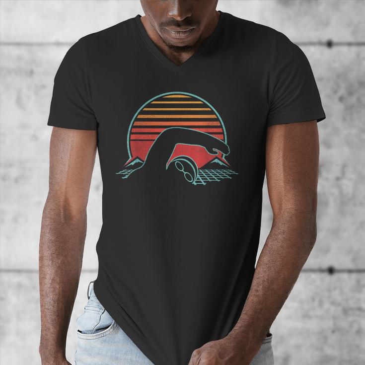 Swimming Retro Vintage 80s Style Swimmer Men's V-Neck T-Shirt