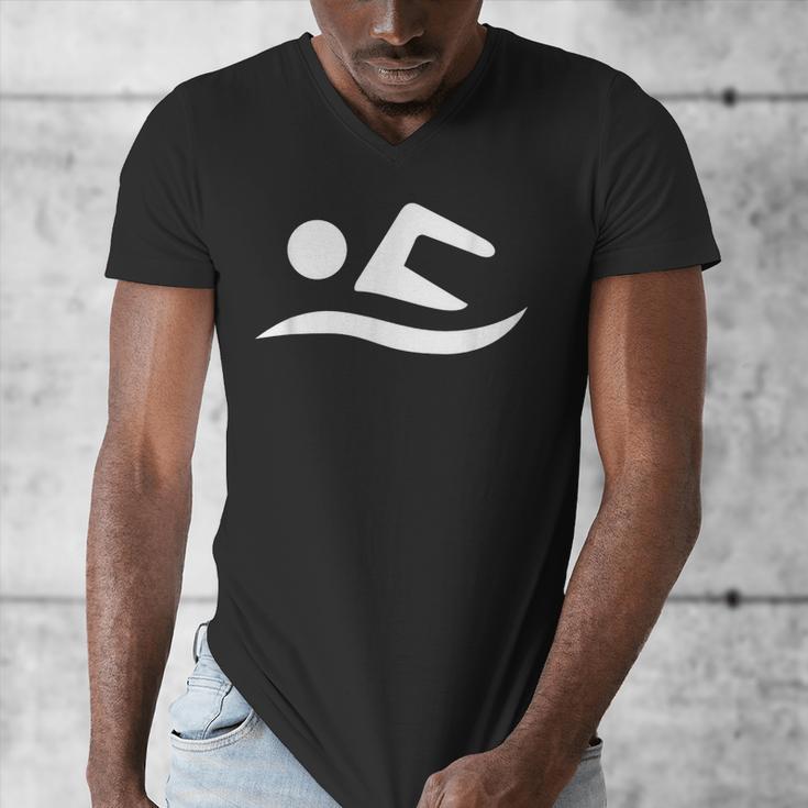 Swimming Silhouette Logo Men's V-Neck T-Shirt Swimming Silhouette Logo Men's V-Neck T-Shirt
