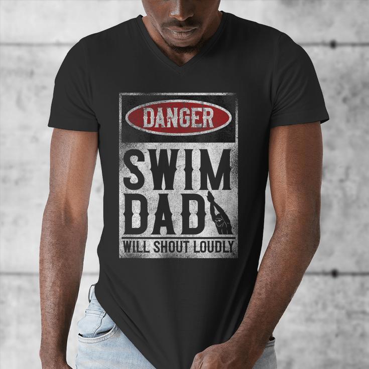 Swimming Swimmer DANGER Swim Dad Men's V-Neck T-Shirt Swimming Swimmer DANGER Swim Dad Men's V-Neck T-Shirt