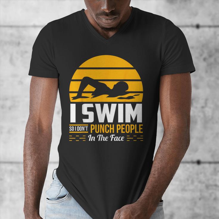 Swimming Swimmer Swim Team So I Don't Punch Men's V-Neck T-Shirt
