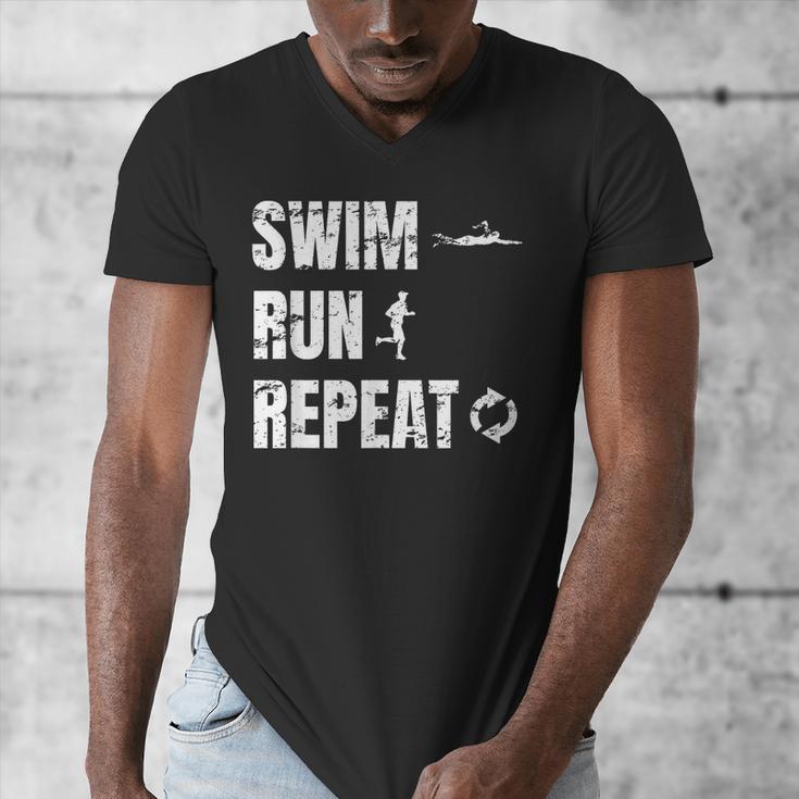 Swimrun Endurance Sports Swimming Running Swim Run Men's V-Neck T-Shirt