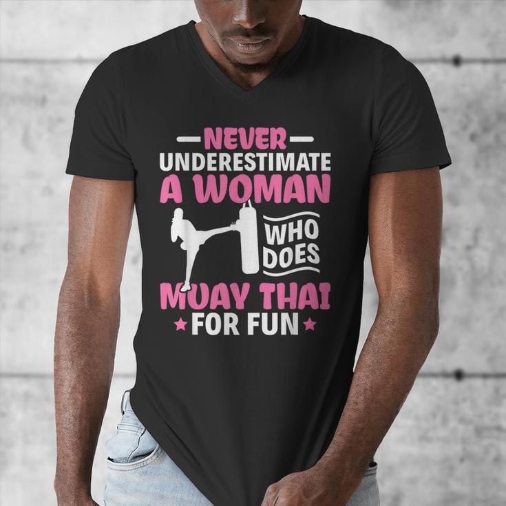 Never Underestimate A Woman Thai Boxing Muay Thai Fighter Men's V-Neck T-Shirt Never Underestimate A Woman Thai Boxing Muay Thai Fighter Men's V-Neck T-Shirt