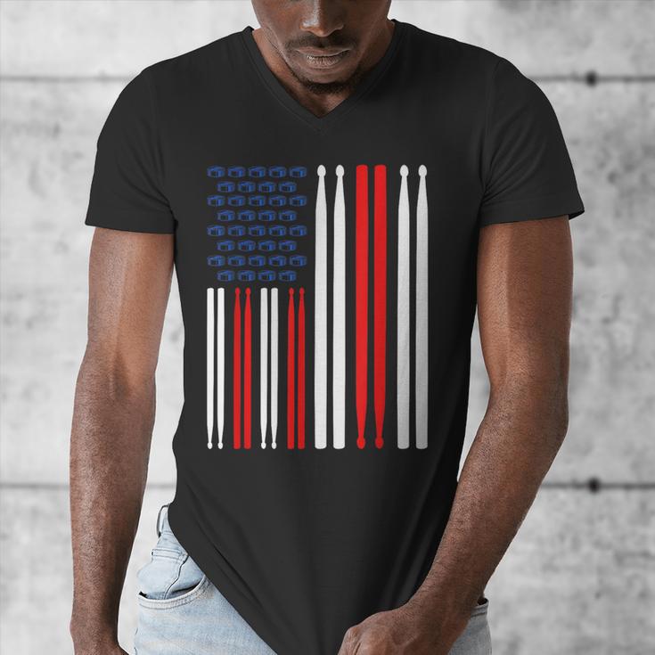 USA Flag Drummer Music Drum Kit Men's V-Neck T-Shirt USA Flag Drummer Music Drum Kit Men's V-Neck T-Shirt