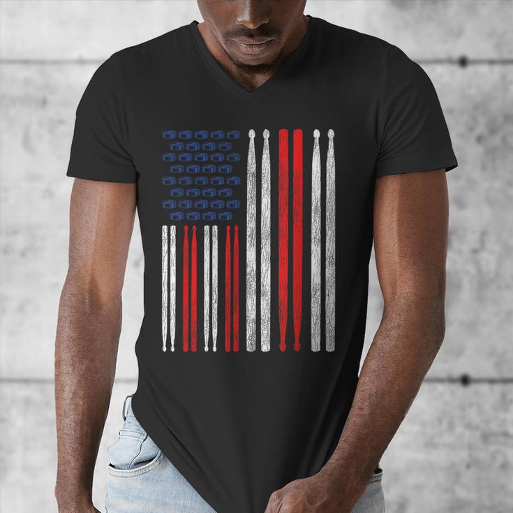 USA Flag Drumsticks Drum Kit Men's V-Neck T-Shirt USA Flag Drumsticks Drum Kit Men's V-Neck T-Shirt